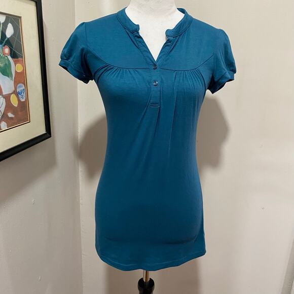 Liz Lange Maternity for Target Teal Top Size Extra Small Short Sleeve Tunic - Picture 3 of 10